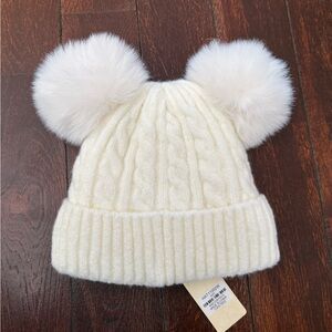 Double pom pom toque beanie hat